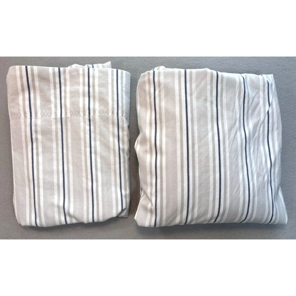 Tommy Hilfiger Blue Taupe Striped Nautical Preppy Full Size Flat & Fitted Sheets